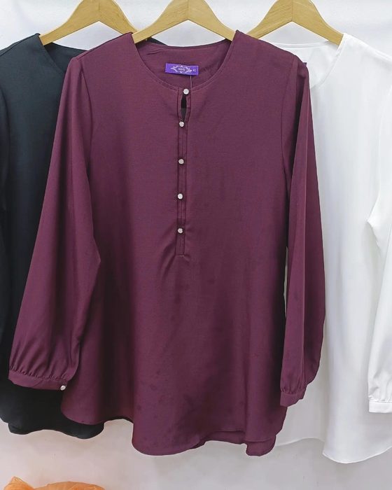 Blouse muslimah warna pejal maroon dan navy, Ratu Fesyen